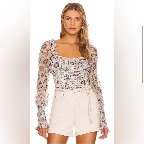 Free People Tops - 🆕 Free People Brunch Date Chiffon
Thong Bodysuit